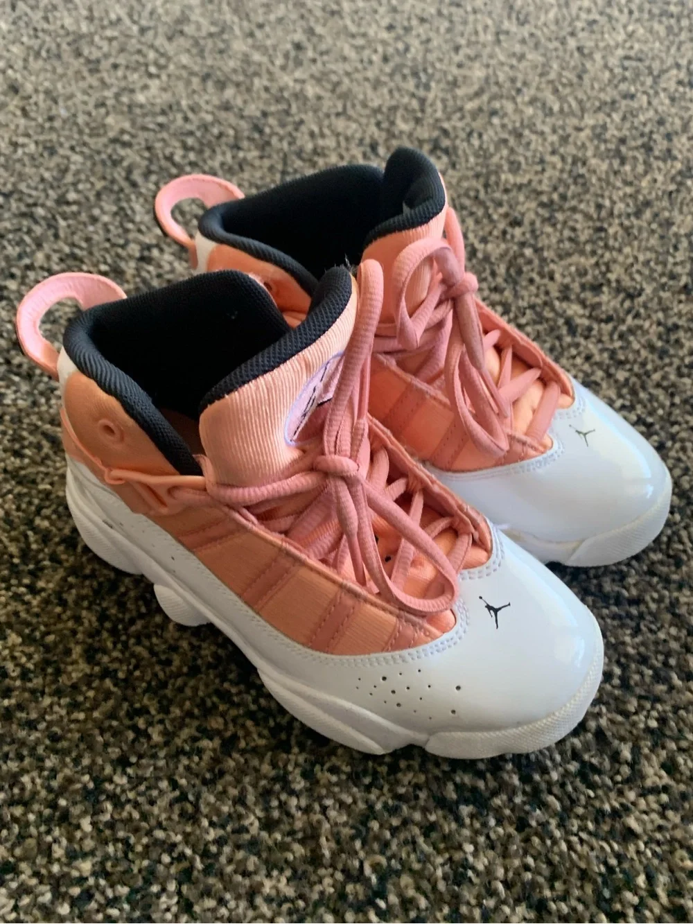 Kids Mid-Top Jordan Sneakers in Pink and White size 12C